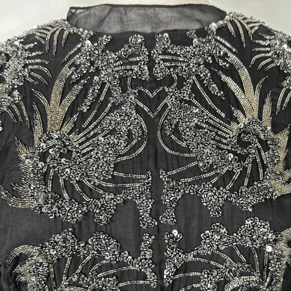 Monique Lhuillier Fall 2014 Black Beaded Sequin Mini Dress – Size 4 - Picture 6 of 11